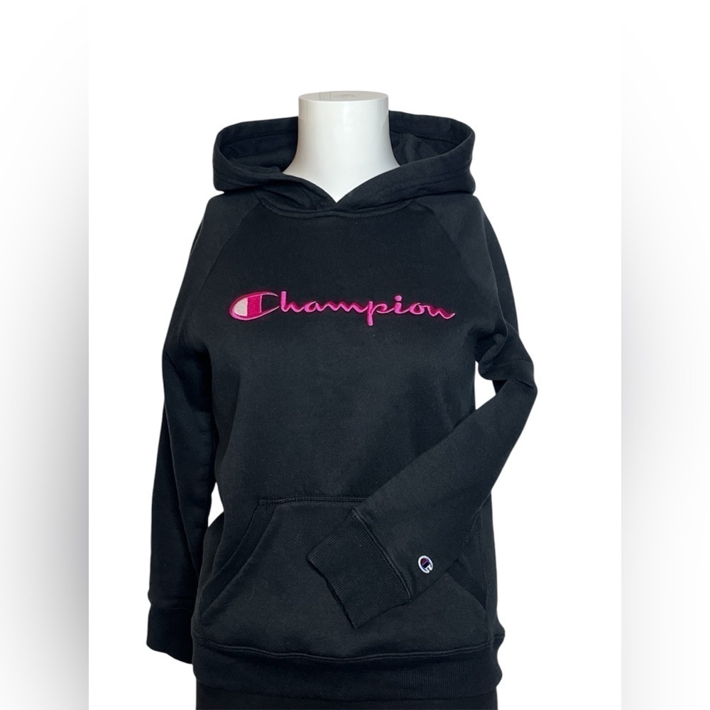 5 FOR $20 Champion Black Hoodie with Pink Logo